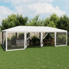 vidaXL Tenda p/ festas c/ 12 paredes laterais malha 8x4 m PEAD branco