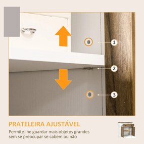 Aparador para Sala de Estar com Gaveta 2 Portas e Prateleira Ajustável 78,5x39x89,4 cm Castanho e Branco