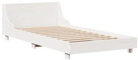 Cama sem colchão 100x200 cm madeira de pinho maciça branco