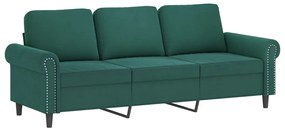 4 pcs conjunto de sofás com almofadas veludo verde-escuro