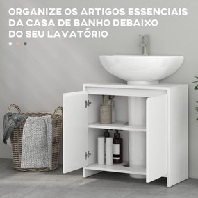 Móvel para Lavatório Pousar Moderno com Prateleira Anti-Tombo Carga 40 kg 60x30x60 cm Branco