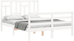 Estrutura de cama de casal c/ cabeceira madeira maciça branco