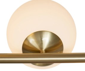 Candeeiro suspenso Hotel Chic dourado com vidro branco opalino 6 luzes - Monaco Chique de hotel