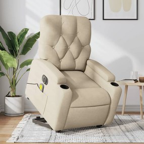 Poltrona elétrica elevatória massagens tecido creme