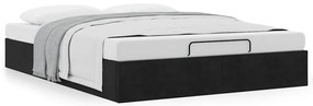 Estrutura de cama otomana sem colchão 140x190 cm veludo preto