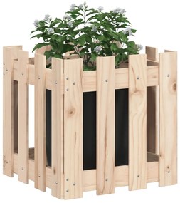 Vaso de jardim c/ design de cerca 40x40x40 cm pinho maciço
