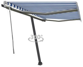 vidaXL Toldo automático independente 300x250 cm azul e branco