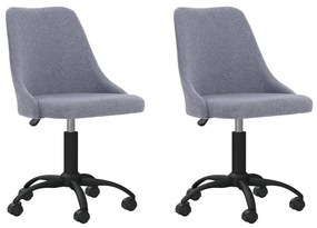 vidaXL Cadeiras de jantar giratórias 2 pcs tecido cinzento-claro