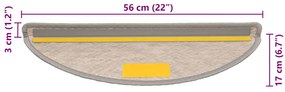 Tapetes escada adesivos aspeto sisal 30 pcs 56x17x3 cm prateado