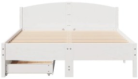 Cama sem colchão 150x200 cm madeira de pinho maciça branco