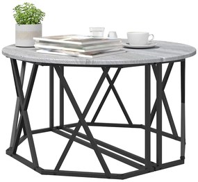 Mesa de Centro Cinza Sonoma 80x80x42 cm Feita de Madeira Engenharia