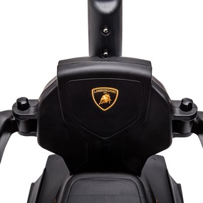 AIYAPLAY 2 em 1 Carro Andador para Crianças 12-36 Meses Lamborghini Essenza SCV2 Carro Andador com Buzina Guiador e Grade de Segurança Removível 86,5x40x89,5cm Branco e Preto