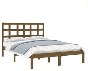 Estrutura de cama 120x200 cm madeira maciça castanho mel