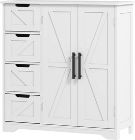 Móvel de cozinha, sala, casa banho, móvel de arrumação 81,2 x 30 x 83,8 cm, com 4 gavetas e 1 armário, para espaços reduzidos, branco