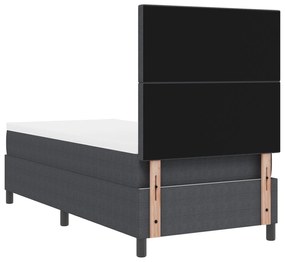 Cama Box Spring com Colchão Cinza Escuro 90x200 cm Tecido Veludo Cordu