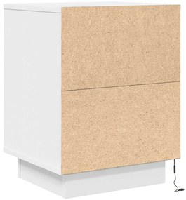 Mesas cabeceira c/ luzes LED 2 pcs 38x34x50 cm branco