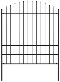 vidaXL Cerca de jardim com topo em lanças (1,75-2)x1,7 m aço preto
