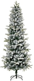 Árvore de Natal Ø105x210cm Neve Artificial com 784 Pontas de Ramos Ignífugos e Suporte de Aço Decoração de Natal para Interiores Verde e Branco