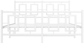 Estrutura de cama com cabeceira e pés 140x200 cm metal branco