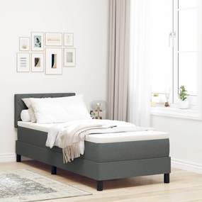 Cama Box com Colchão Cinza Escuro 80x200 cm Tecido