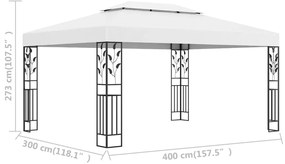 Gazebo com telhado duplo 3x4 m branco