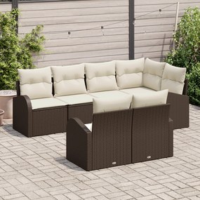 Conjunto de Sofá de Jardim vidaXL 7 Peças com Almofadas Castanho Ratta