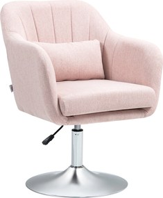 HOMCOM Poltrona de Sala Almofadas Lombares Altura Regulável Pivotante 360° Base em Metal 60x60x91 cm Rosa | Aosom Portugal