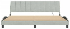 Estrutura de cama c/ luzes LED 200x200 cm veludo cinzento-claro