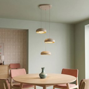 Candeeiro Pendente Retro Taupe com Abajur de Metal 6 Luzes - Macaron