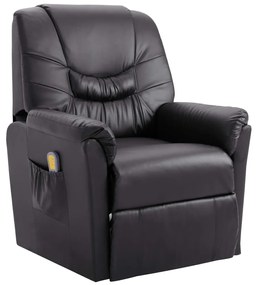 vidaXL Cadeira de massagens reclinável couro artificial cinzento