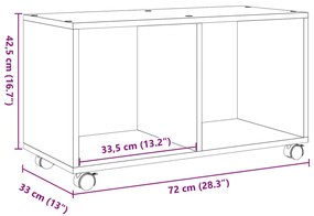 Móvel com rodas 72x33x42,5 cm derivados de madeira branco