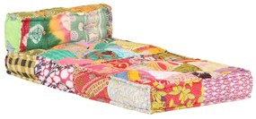 Pufe modular tecido em retalhos