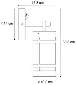 Candeeiro de parede industrial para exterior preto IP44 - Ruben Industrial