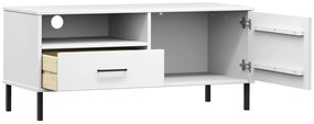 Móvel de TV c/ pernas de metal pinho maciço OSLO branco