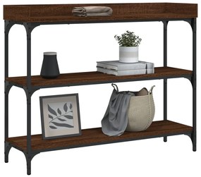 Mesa consola c/ prateleiras 100x30x80 cm carvalho castanho