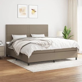 vidaXL Cama com molas/colchão 200x200 cm tecido castanho-acinzentado