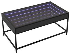 Mesa de centro luzes LED Infinity 90x50x41 cm preto
