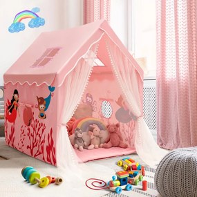 Tenda para crianças com tapete acolchoado removível 121 x 105 x 137 cm rosa