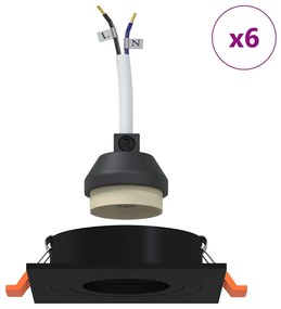 Spotlights Embutidos 6 pcs Quadrados GU10 Pretos 91x91 mm