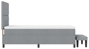Cama Box Spring com Colchão e Banco Cinza Claro 100x200 cm Tecido