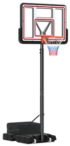 Cesto de basquetebol portátil ajustável 225-305 CM para exterior com tabela para crianças e adultos