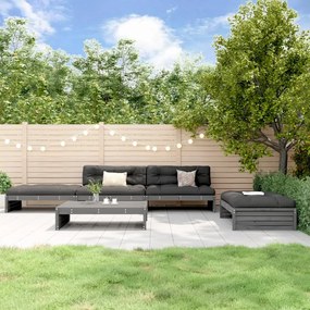 5pcs conjunto lounge jardim com almofadões madeira maciça cinza