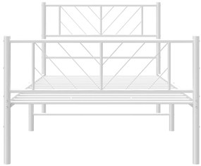 Estrutura de cama com cabeceira e pés 75x190 cm metal branco