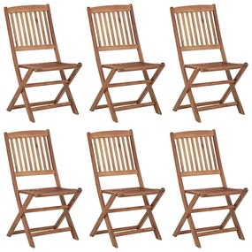 Cadeiras de jardim dobráveis c/ almofadões 6 pcs acácia maciça