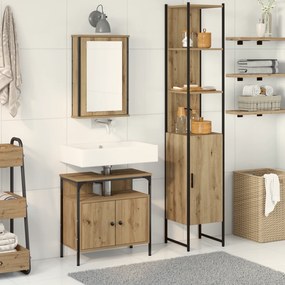 Conjunto de Mesa de Maquilhagem 3 Peças em Madeira de Carvalho Castanh