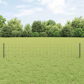 vidaXL Cerca Euro com 22 Postes Cinza 0,4x50 m Aço