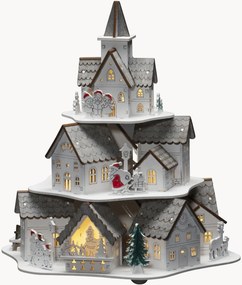 Decoração de Natal LED em madeira de choupo com temporizador Houses