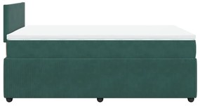 Cama boxspring com colchão 120x190 cm veludo verde-escuro