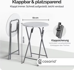 Mesa alta com aspeto de mármore Ø60cm dobrável branca