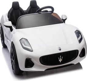Carro elétrico para crianças 12V Maserati GranTurismo Folgore, 2 lugares, pneus de borracha Branco